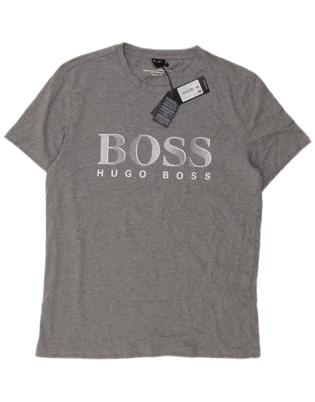 Hugo Boss Herren-T-Shirt mit Grafik, groß, aus grauer Baumwolle