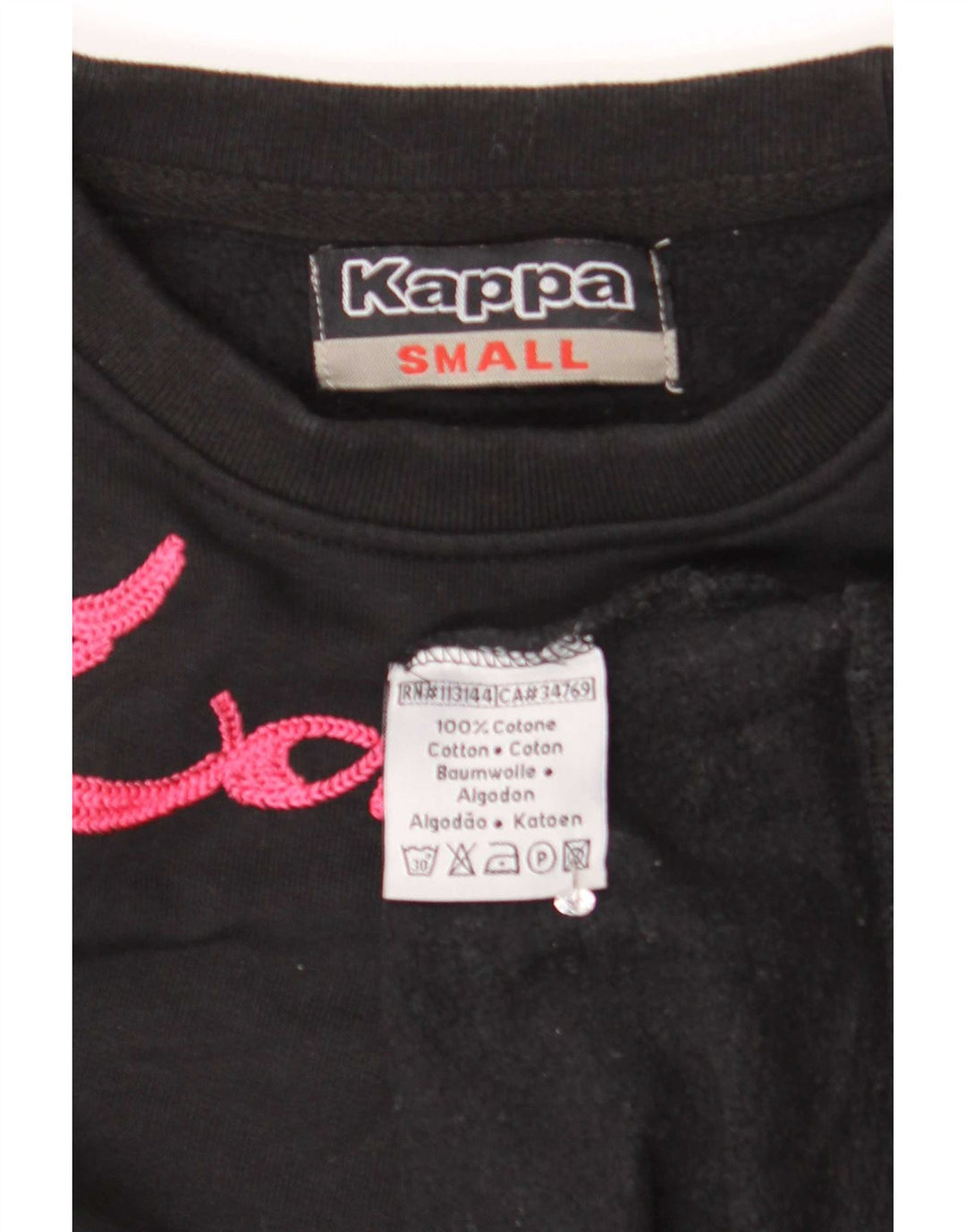 Kappa Herren-Sweatshirt mit Grafik, Größe S, schwarze Baumwolle