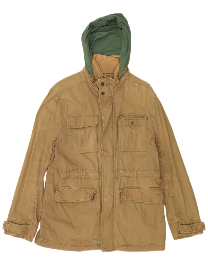 Timberland Herren-Utility-Jacke mit Kapuze, UK 40, große beige Baumwolle