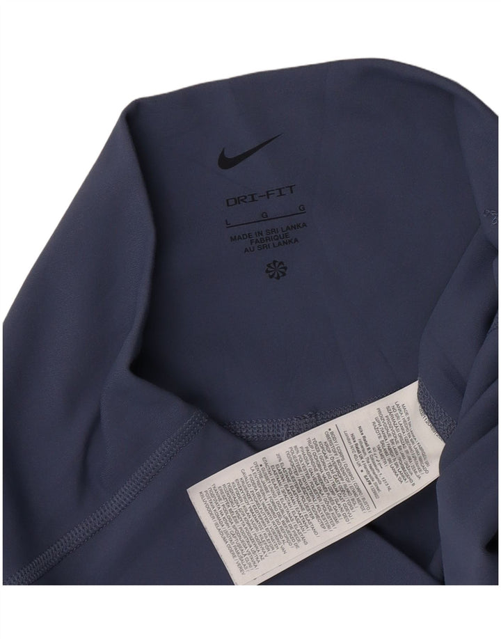 Nike Damen Dri Fit Leggings UK 14 Large Marineblau Polyester