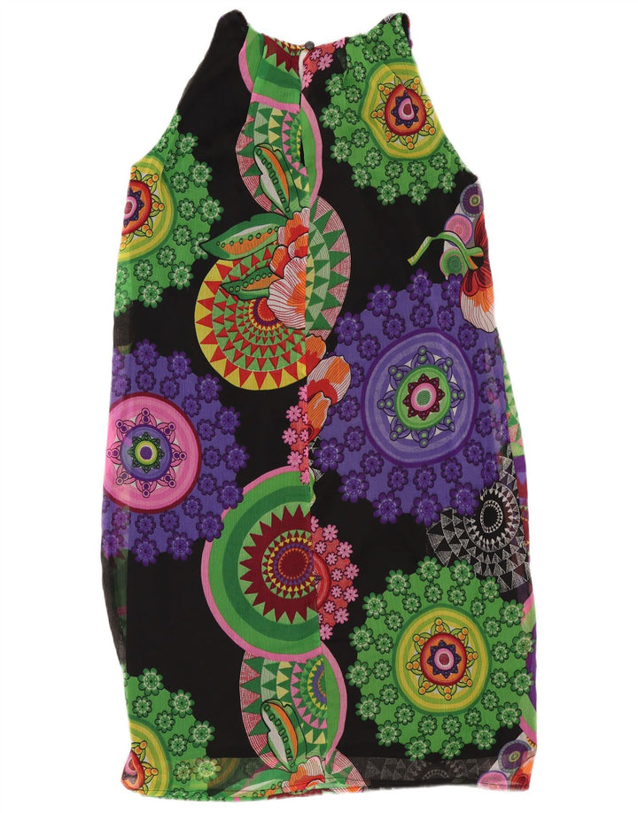 Desigual Damen Übergroßes Neckholder-Kleid EU 34 XS Schwarz geblümt