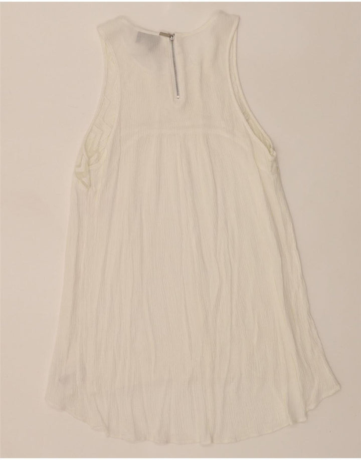 MOSSIMO Womens Sleeveless Tunic Dress UK 12 Medium White Rayon Vintage Mossimo and Second-Hand Mossimo from Messina Hembry 
