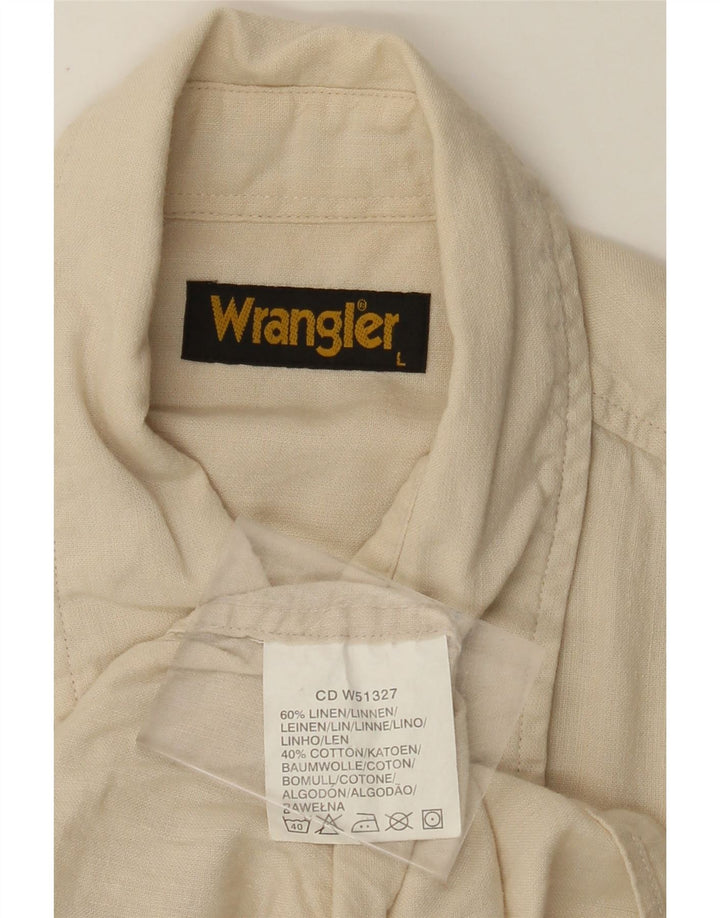 WRANGLER Herren-Kurzarmhemd, groß, beige, Leinen