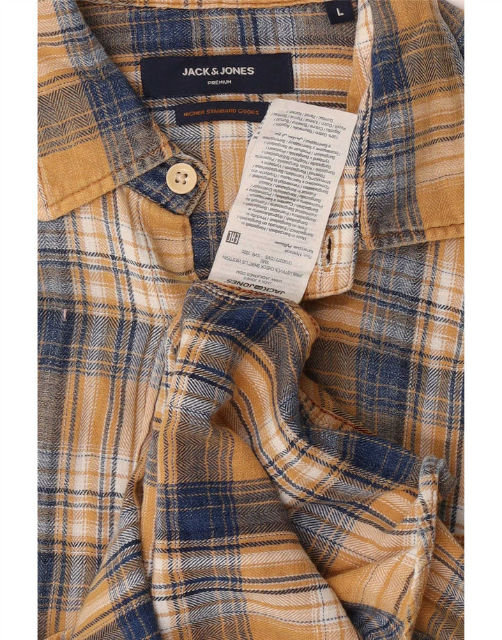 Jack & Jones Herren-Flanellhemd, groß, gelb kariert, Baumwolle