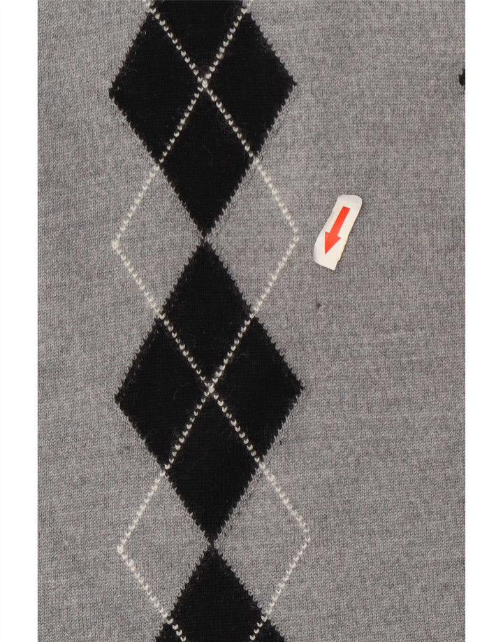 Vintage Damen Rollkragenpullover Pullover UK 14 Mittelgrau Argyle/Diamant