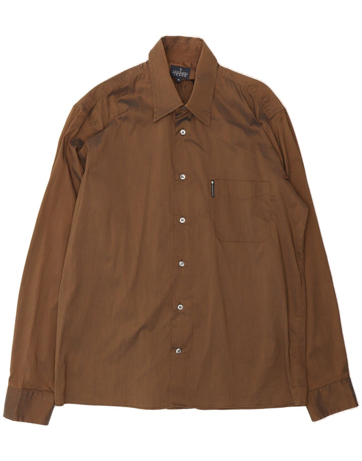 TRUSSARDI JEANS Mens Shirt XL Brown Cotton Vintage Trussardi Jeans and Second-Hand Trussardi Jeans from Messina Hembry 