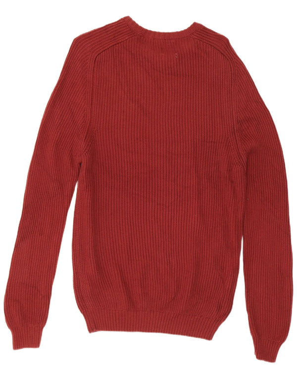 Zara Herren-Pullover mit U-Boot-Ausschnitt, mittelgroße burgunderfarbene Baumwolle