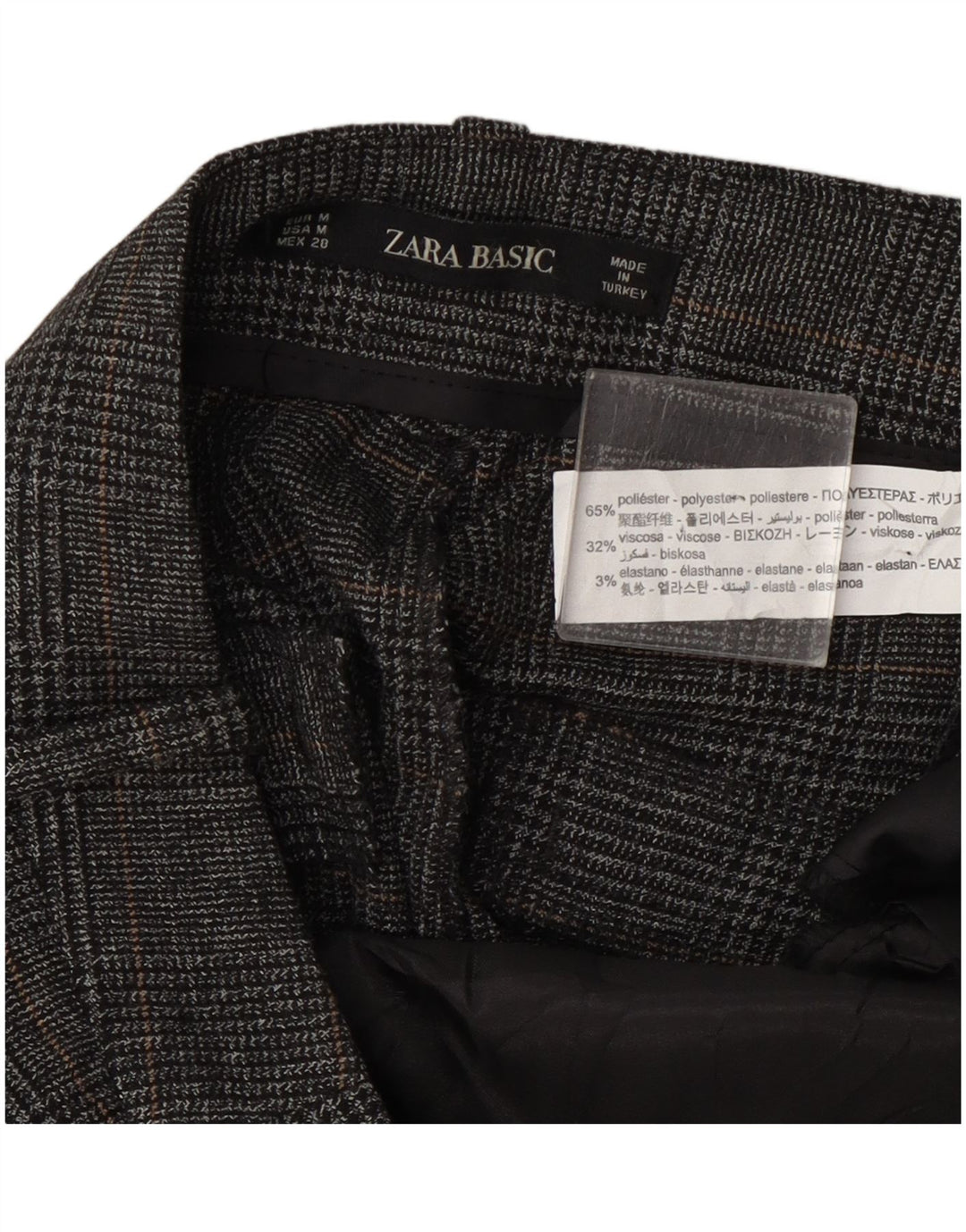 Zara Damen-Hose, mittelgroß, W28, L24, grau kariertes Polyester