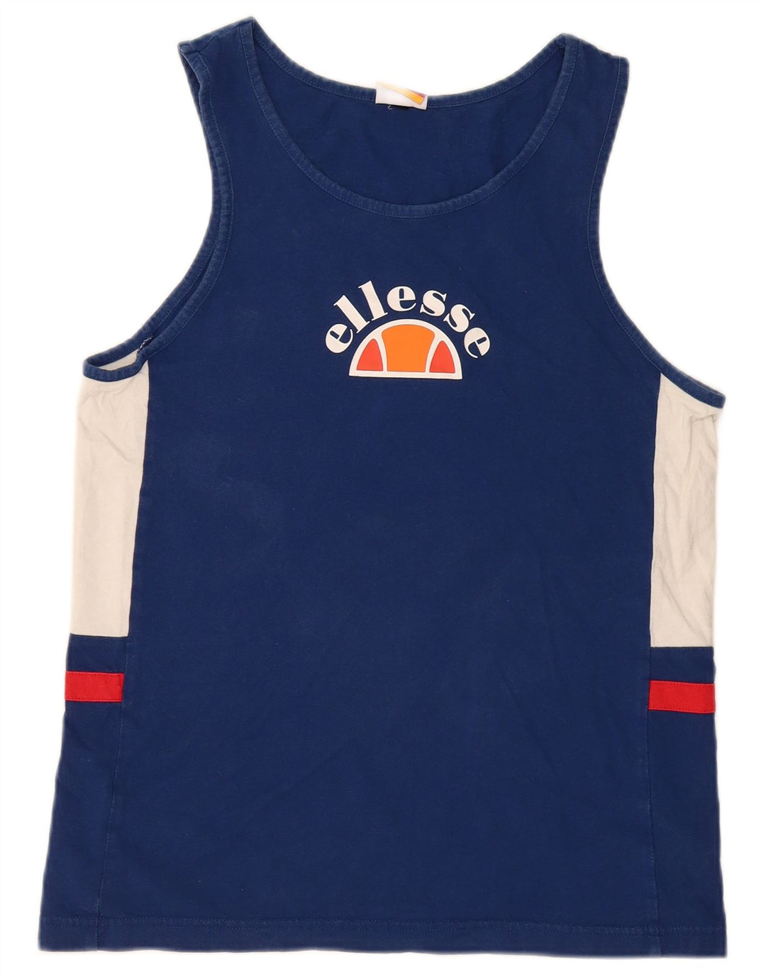 Ellesse Womens Graphic Vest Top UK 14 Mittelblaue Colourblock-Baumwolle
