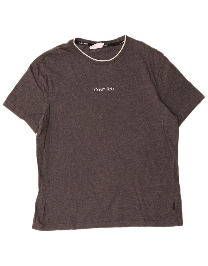 Calvin Klein Herren-T-Shirt mit Grafik, groß, graue Baumwolle