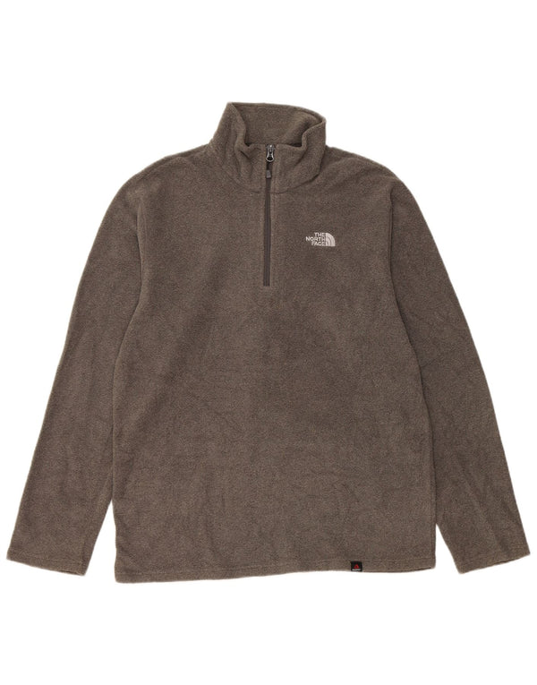 The North Face Herren-Fleecepullover mit Reißverschluss am Hals, mittelgraues Polyester