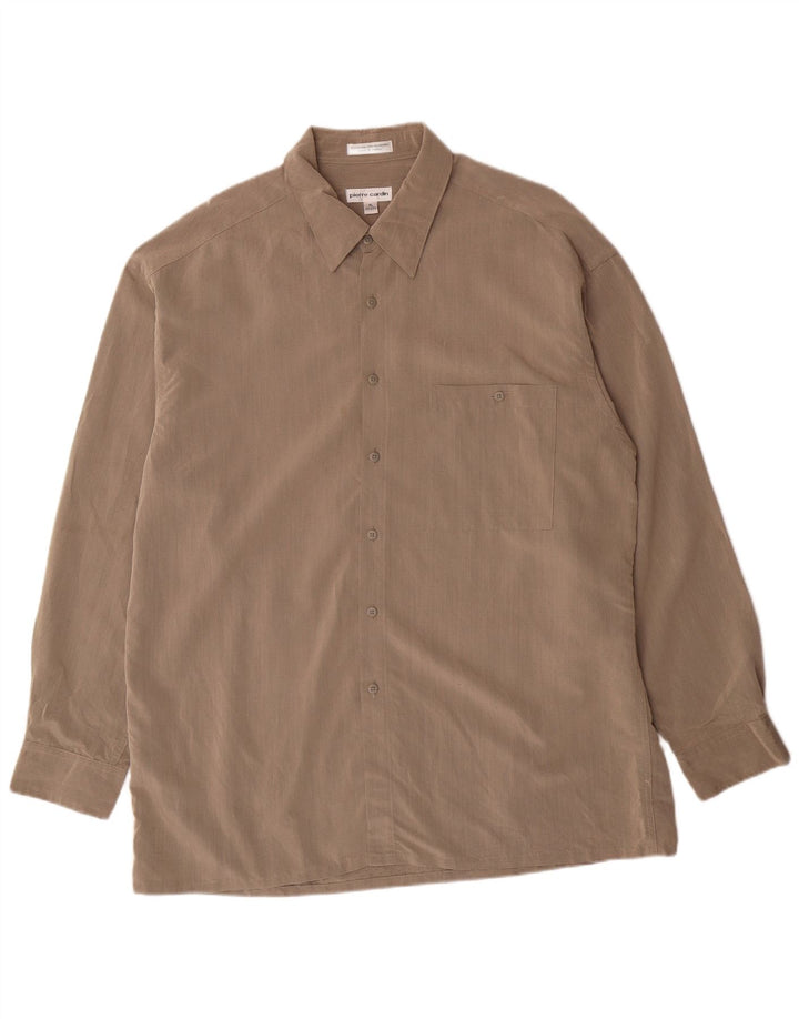 Pierre Cardin Herrenhemd Größe 17 17 1/2 XL Grau geflecktes Rayon