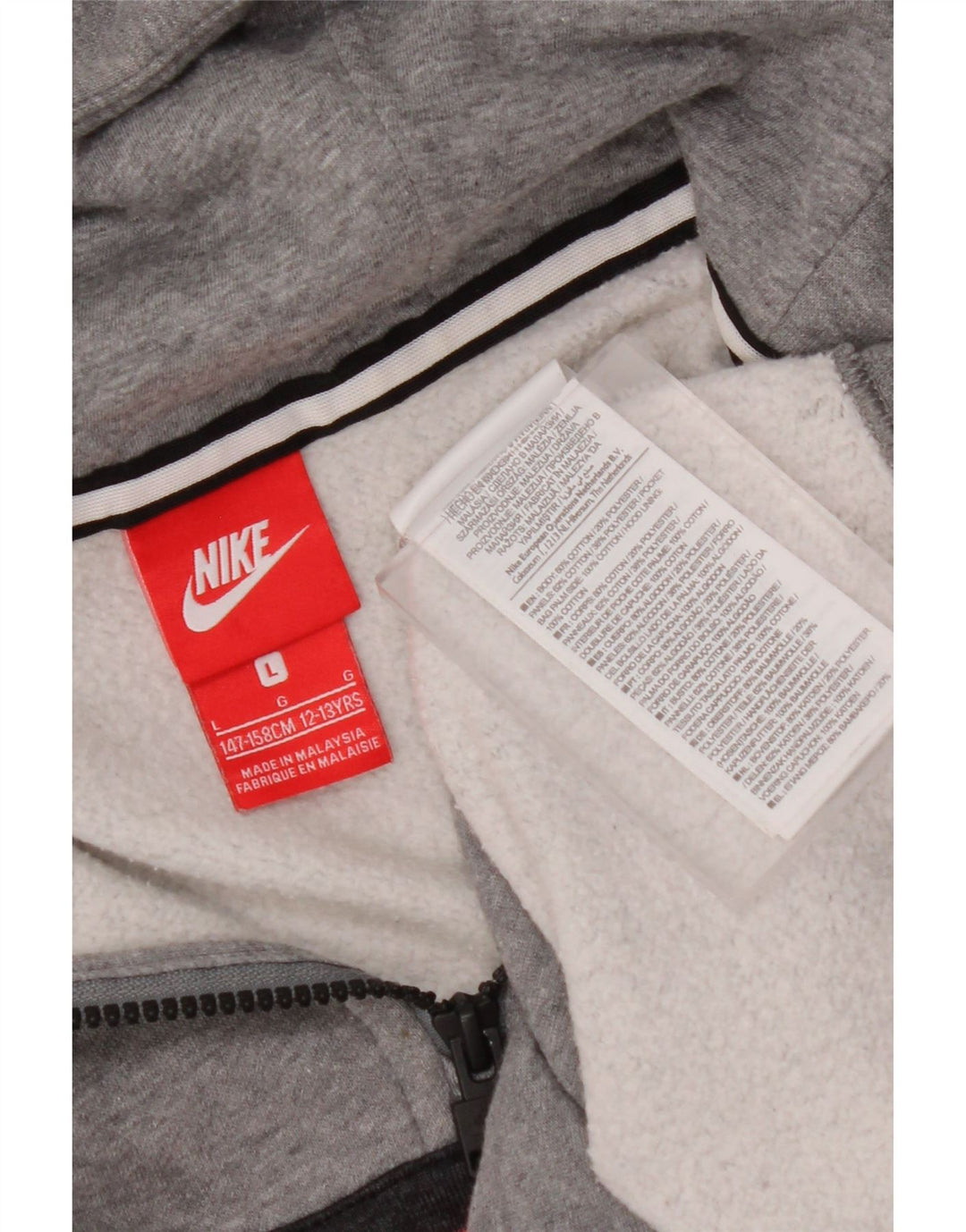 NIKE Kapuzenpullover mit Grafik für Jungen, 12–13 Jahre, Größe L, Grau, Farbblock