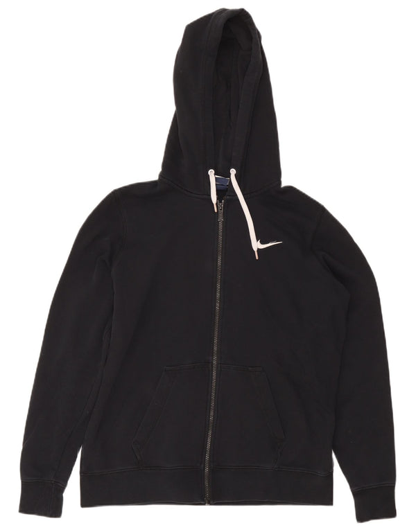 Nike Womens Zip Hoodie Sweater UK 18 XL Navy Blue Cotton