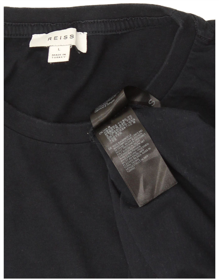 Reiss Herren T-Shirt Top Large Marineblau Baumwolle