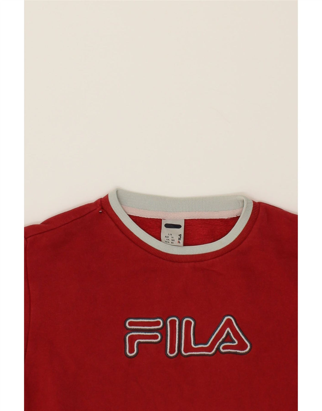 FILA Girls Graphic Sweatshirt Jumper 13-14 Years Large Red Vintage Fila and Second-Hand Fila from Messina Hembry 