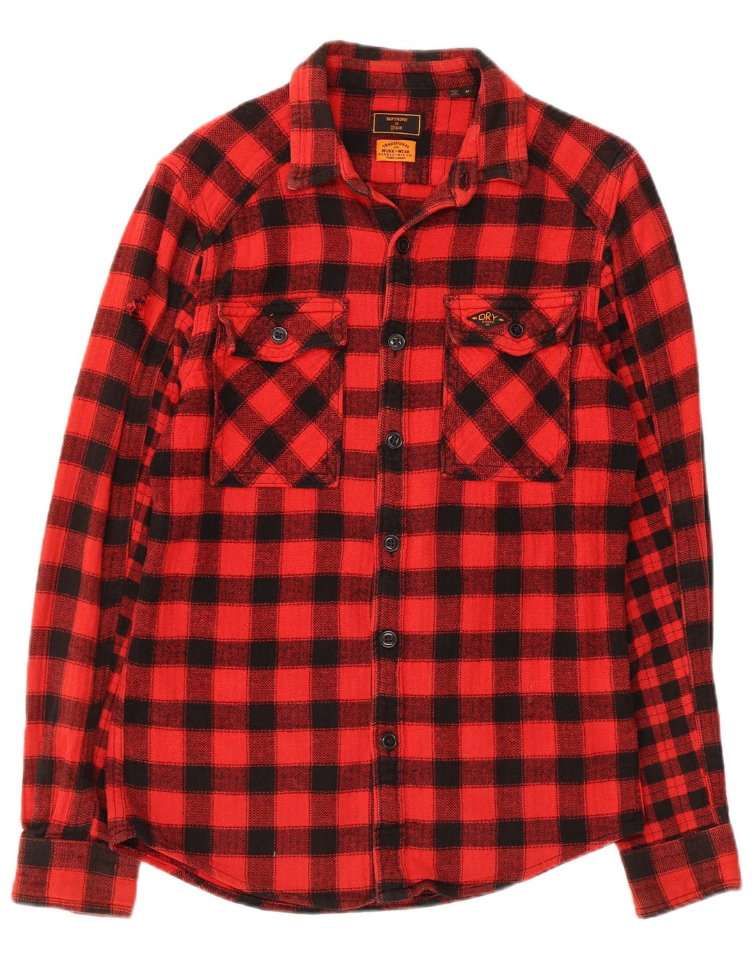 Superdry Herren-Slim-Fit-Lumberjack-Flanellhemd aus mittelroter Gingham-Baumwolle