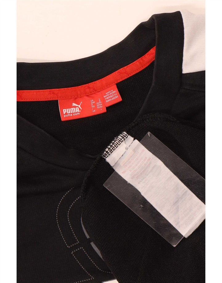 Puma Herren Grafik-Sweatshirt-Pullover, groß, schwarze Farbblock-Baumwolle