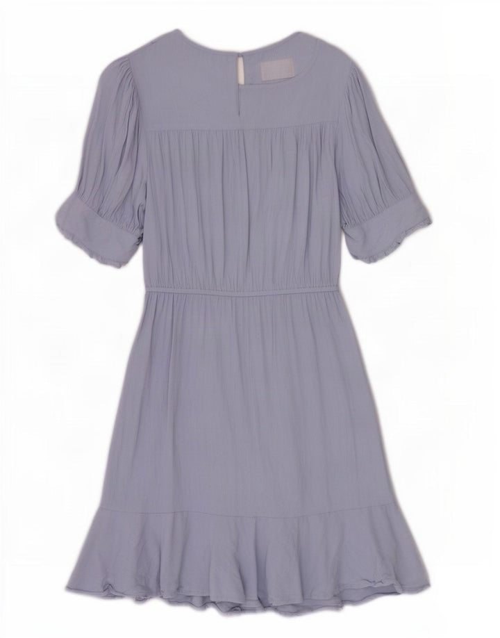 Marks & Spencer Damen A-Linien-Kleid UK 12 Mittelblaue Viskose