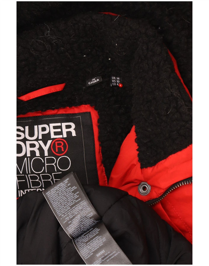 Superdry Damen-Parka mit Kapuze, UK 14, Größe L, Rot, Polyester