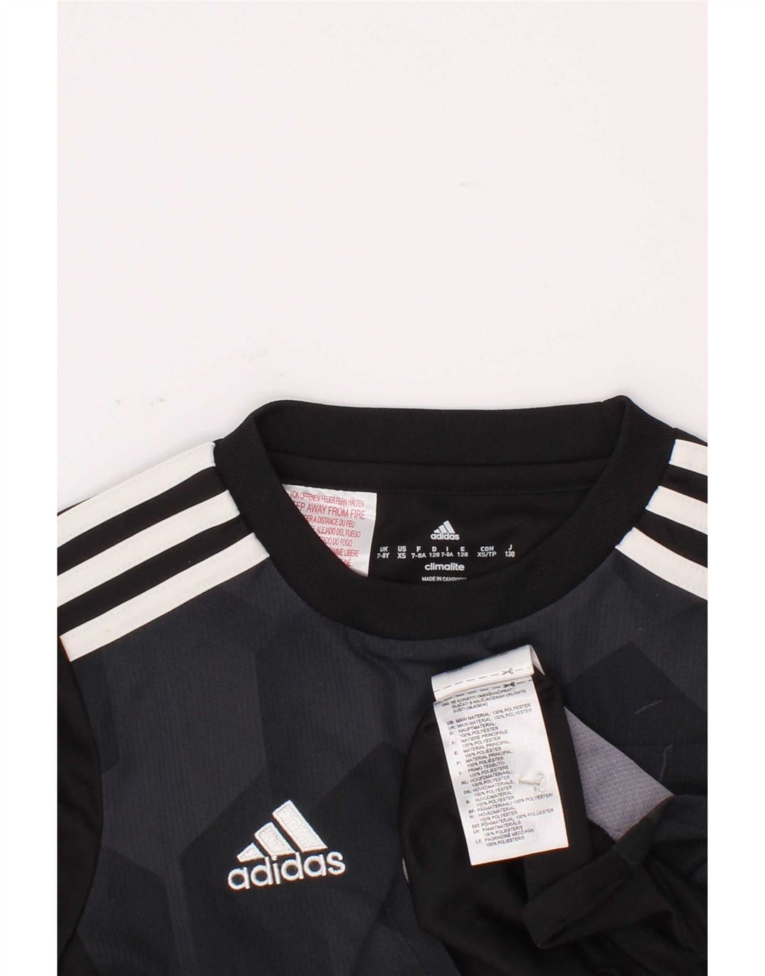 Adidas Jungen Climalite T-Shirt Top 7–8 Jahre, schwarzes geometrisches Polyester