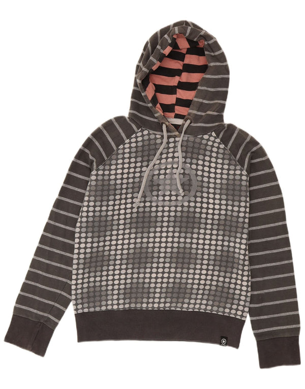 Converse Womens Graphic Hoodie Pullover UK 14 Große graue geometrische Baumwolle