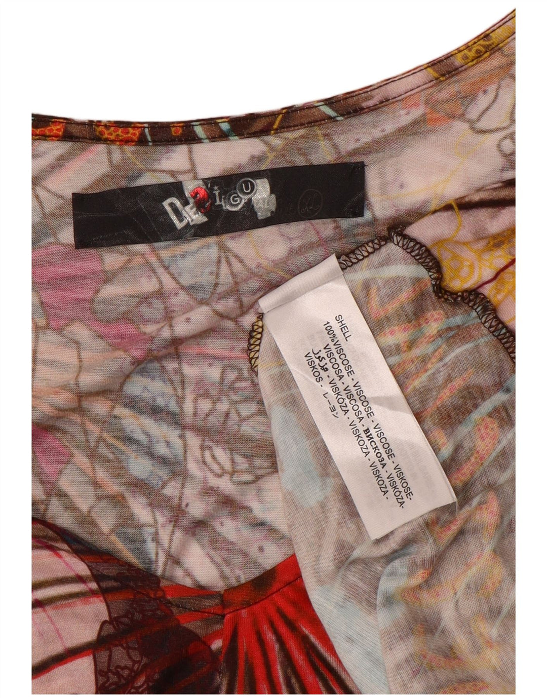 Desigual Damen Bluse Top UK 18 XL Mehrfarbige Patchwork-Viskose