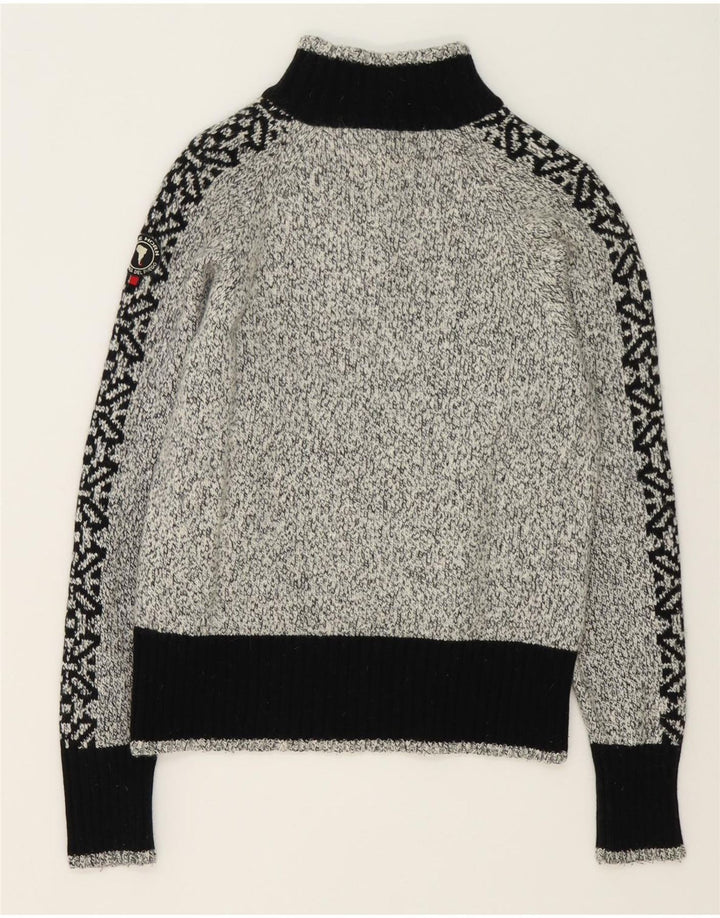 Cape Horn Herren-Pullover mit Reißverschluss am Hals, groß, Grau, Farbblock-Angora