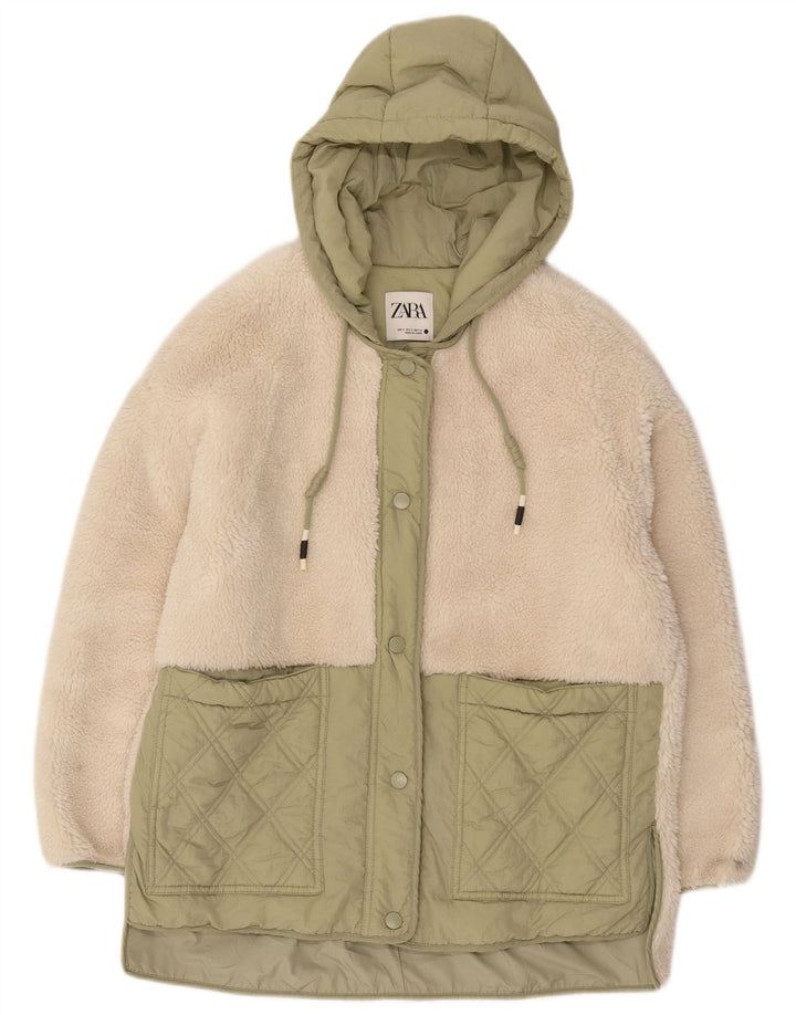 Übergroße Windjacke mit Kapuze von Zara für Damen, Gr. 10, Größe S, gebrochenes Weiß