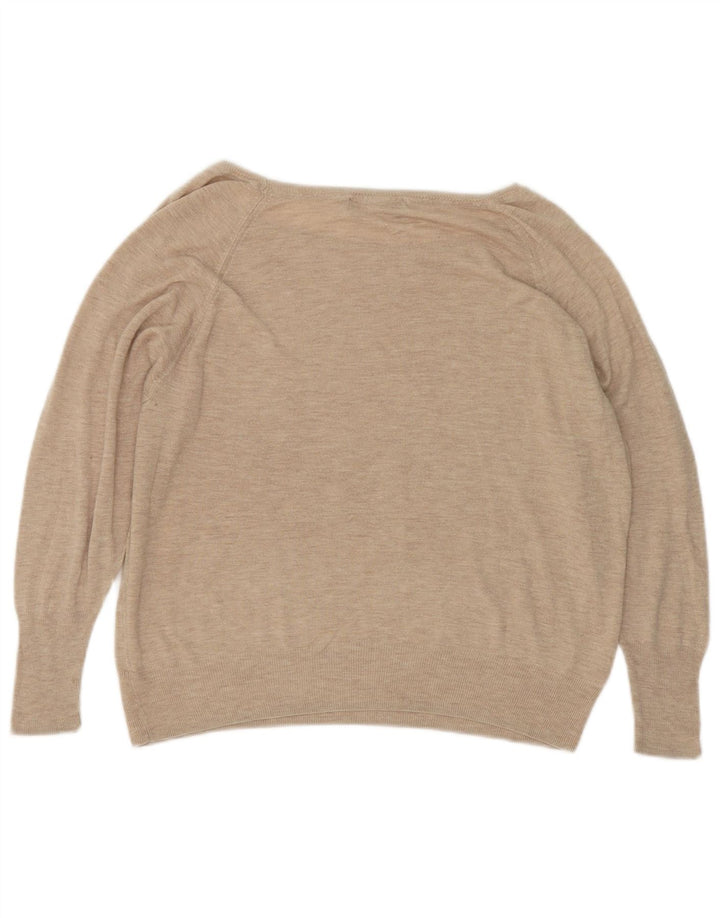 Zara Damen-Pullover, übergroß, U-Boot-Ausschnitt, Gr. 10, Größe S, Beige
