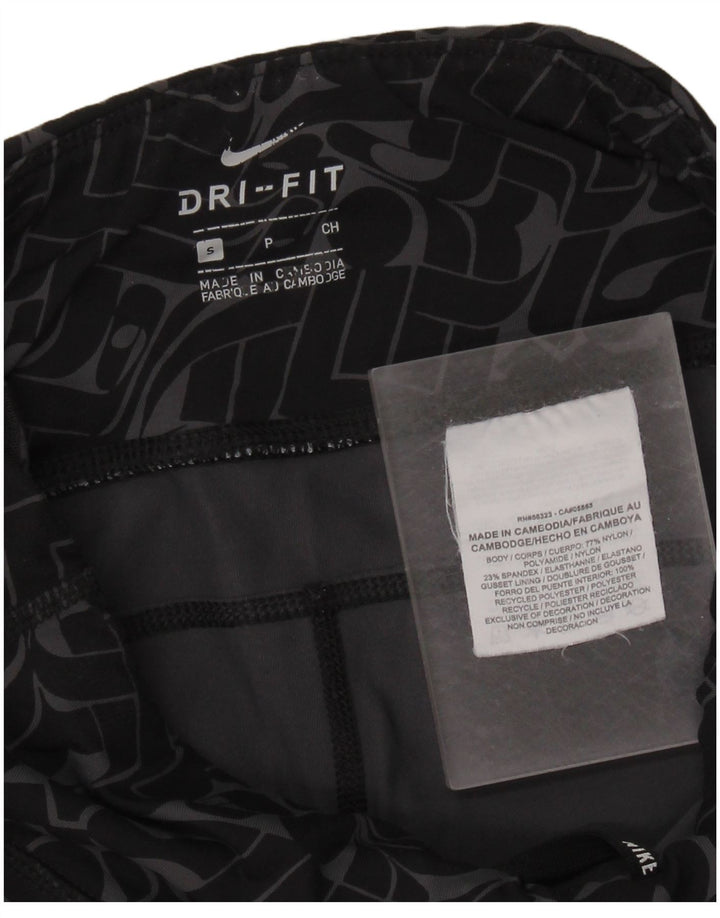 NIKE Damen Dri Fit Leggings UK 8 Kleines schwarzes geometrisches Nylon