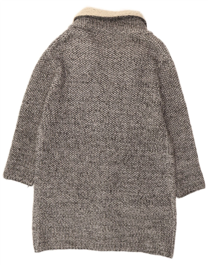 Zara Damen Übergroßer offener Mantel UK 14 Mittelgraues Farbblock-Acryl
