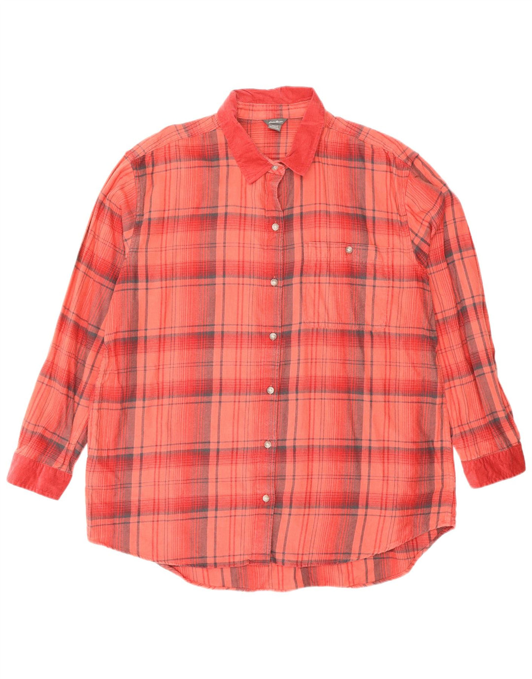 EDDIE BAUER Damen Flanellhemd UK 16 Große rot karierte Baumwolle