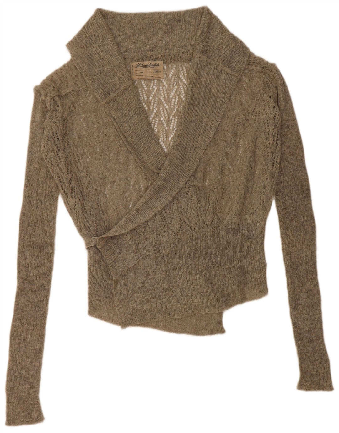 ALL SAINTS Damen Übergroßer Wickel-Crop-Cardigan-Pullover, Größe 12, Grün