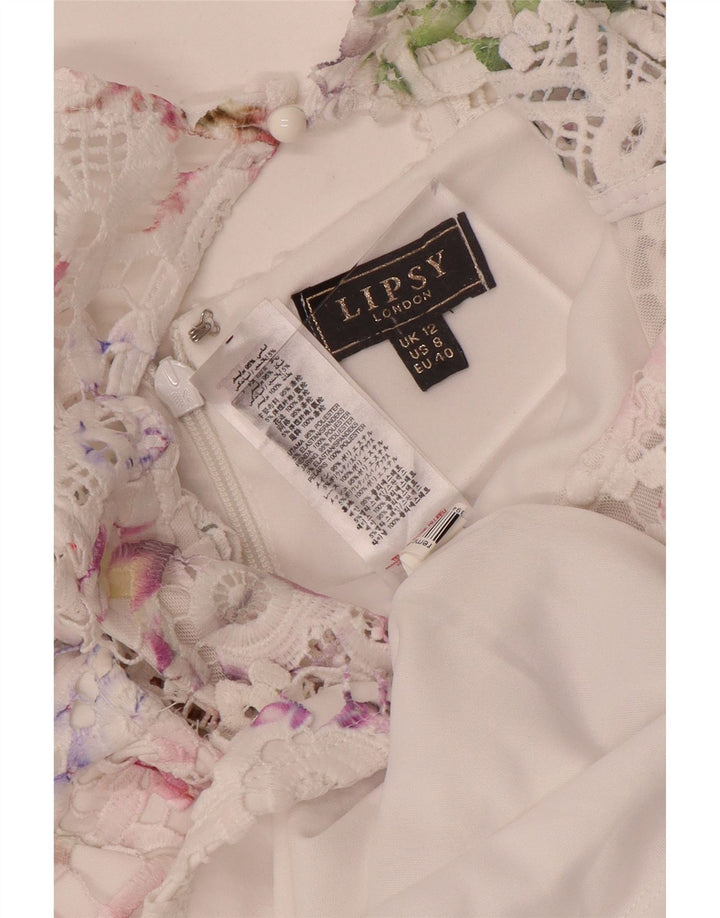 Lipsy Spitzen-Etuikleid für Damen, UK 12, Mittelweiß, Blumenmuster, Polyester