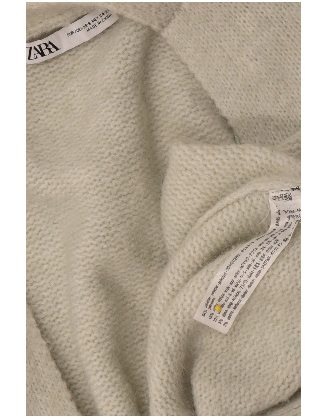 Zara Damen-Strickjacke, übergroß, lang geschnitten, offen, Gr. 6, XS, Grau, Polyester
