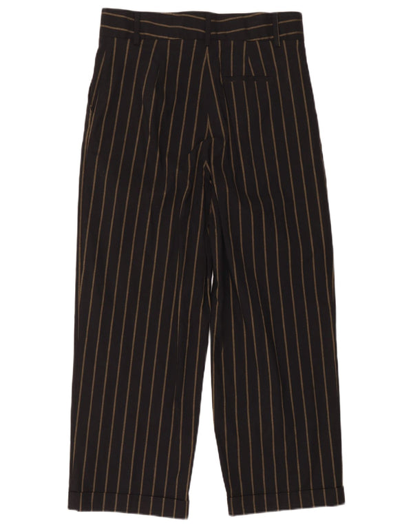 Les Copains Damen-Hose mit hohem Bund, kurz geschnitten, W32, L23, Schwarz, Nadelstreifen
