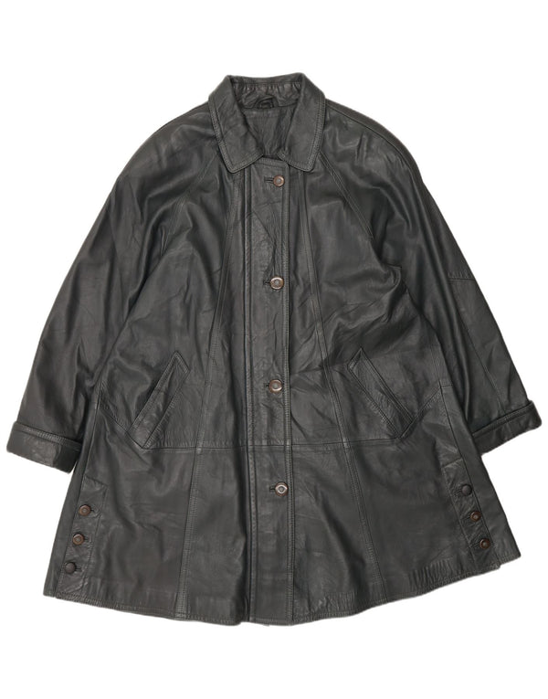 Vintage Damen Ledermantel EU 38 Mittelgrau
