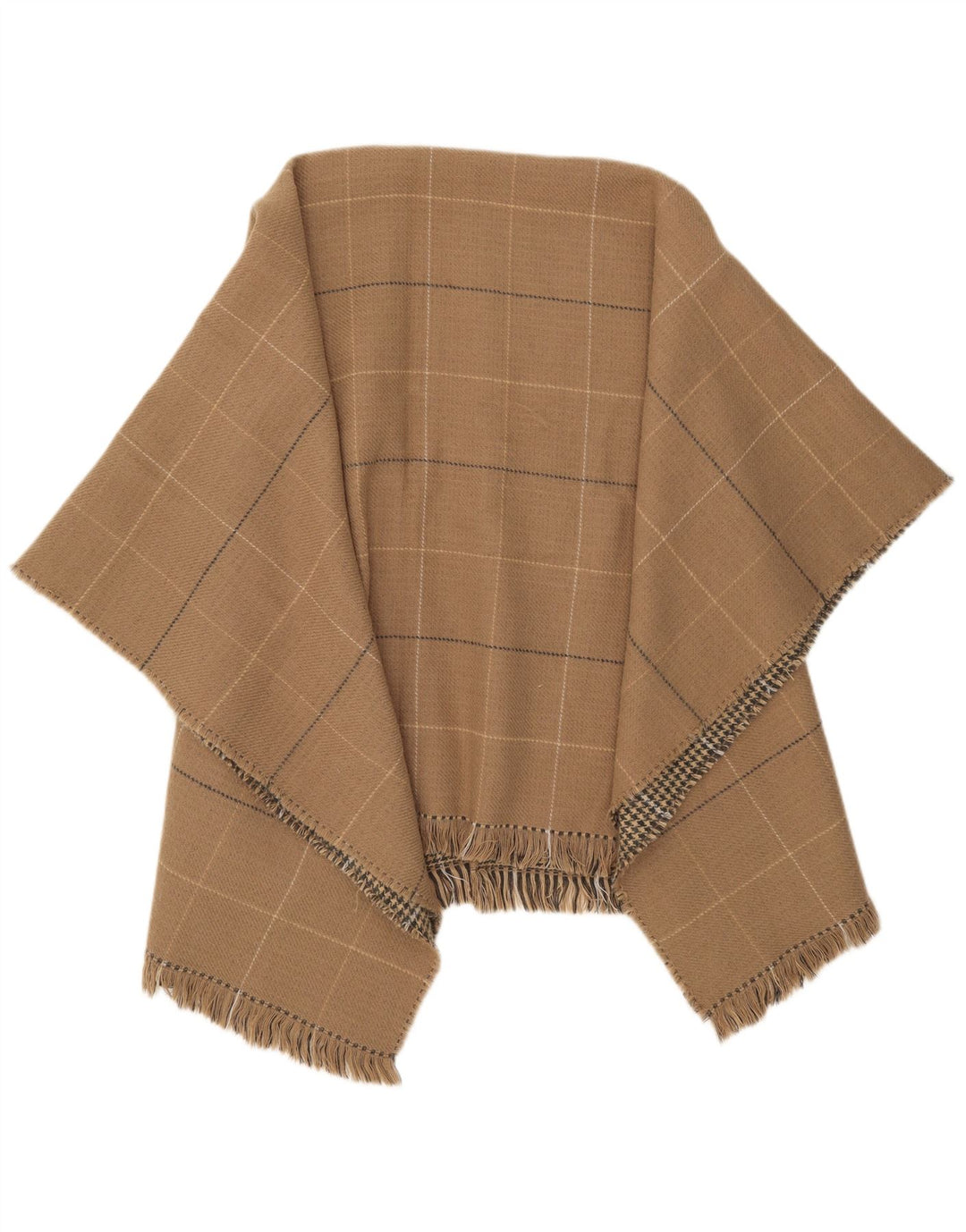 Only Damen Wende-Cape-Mantel, Einheitsgröße, Beige kariert