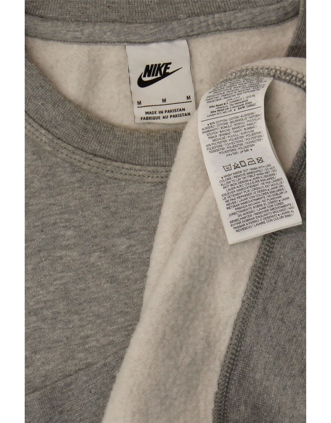 Nike Herren-Sweatshirt-Pullover aus mittelgrau gefleckter Baumwolle