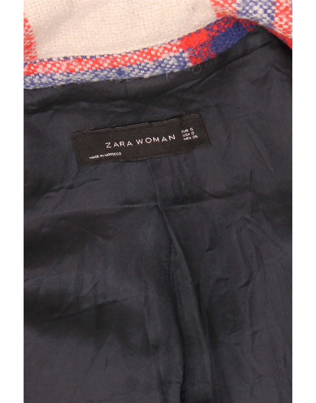 Zara Womens Open Overcoat UK 10 Small Mehrfarbig kariertes Acryl