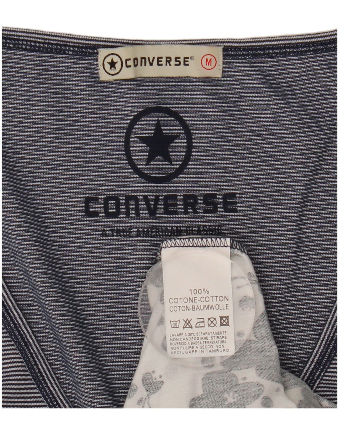 CONVERSE Ärmelloses Damen-Blusenoberteil UK 12 Medium Navy Blue Floral Cotton