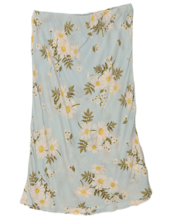 Billabong Damen gerader Rock XL W36 Viskose mit blauem Blumenmuster