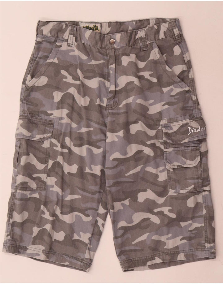 Diadora Herren-Cargo-Shorts W34, große graue Camouflage-Baumwolle