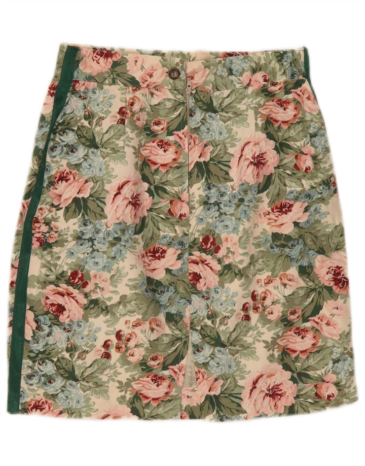 Vintage Damen Minirock Klein W26 Bunt geblümt
