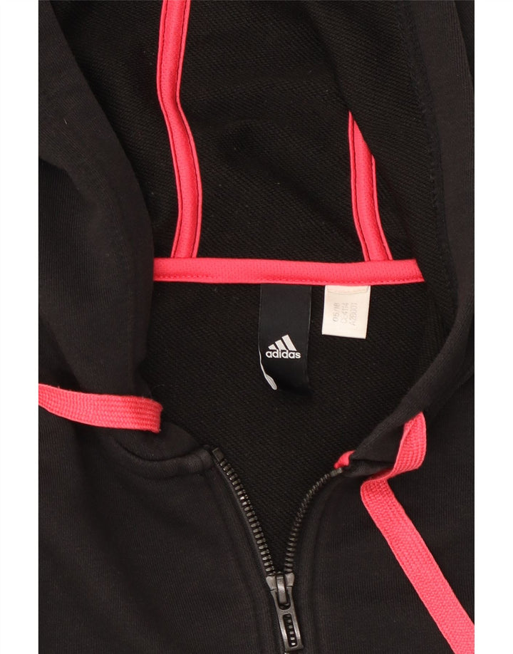 Adidas Damen Zip Hoodie Pullover UK 10 Small Schwarz
