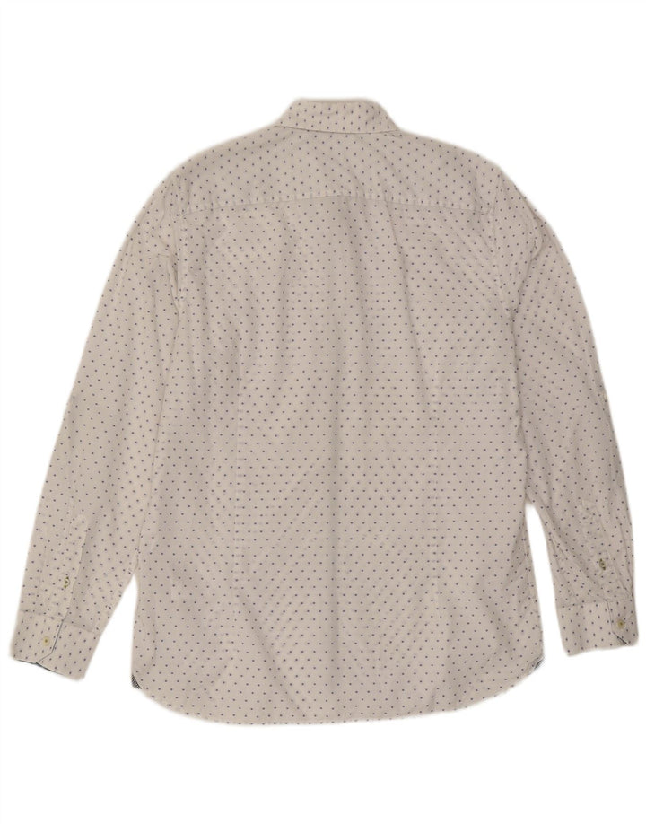 Ted Baker Herrenhemd, Größe 4, groß, weiß gepunktete Baumwolle