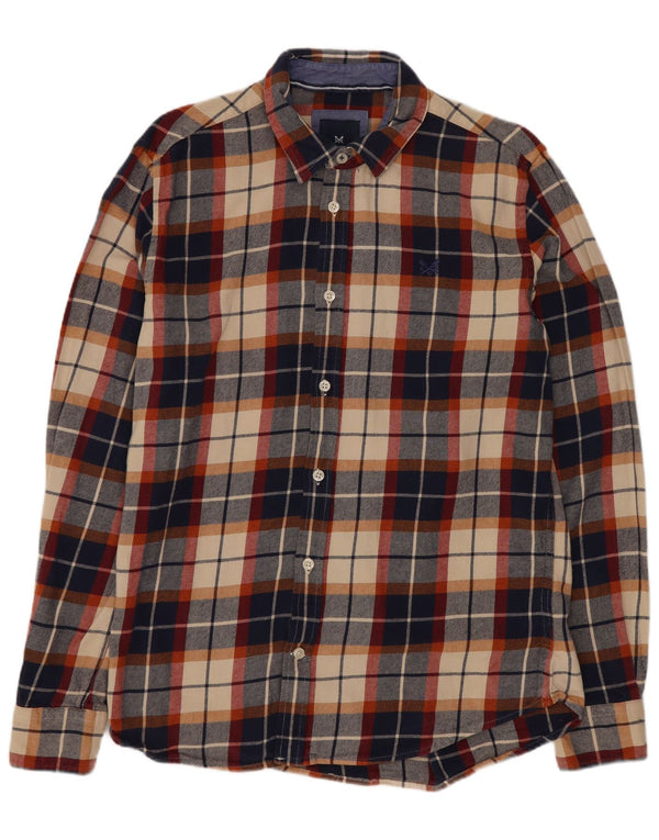 Crew Clothing Herren-Flanellhemd, mittelblau, kariert, Baumwolle