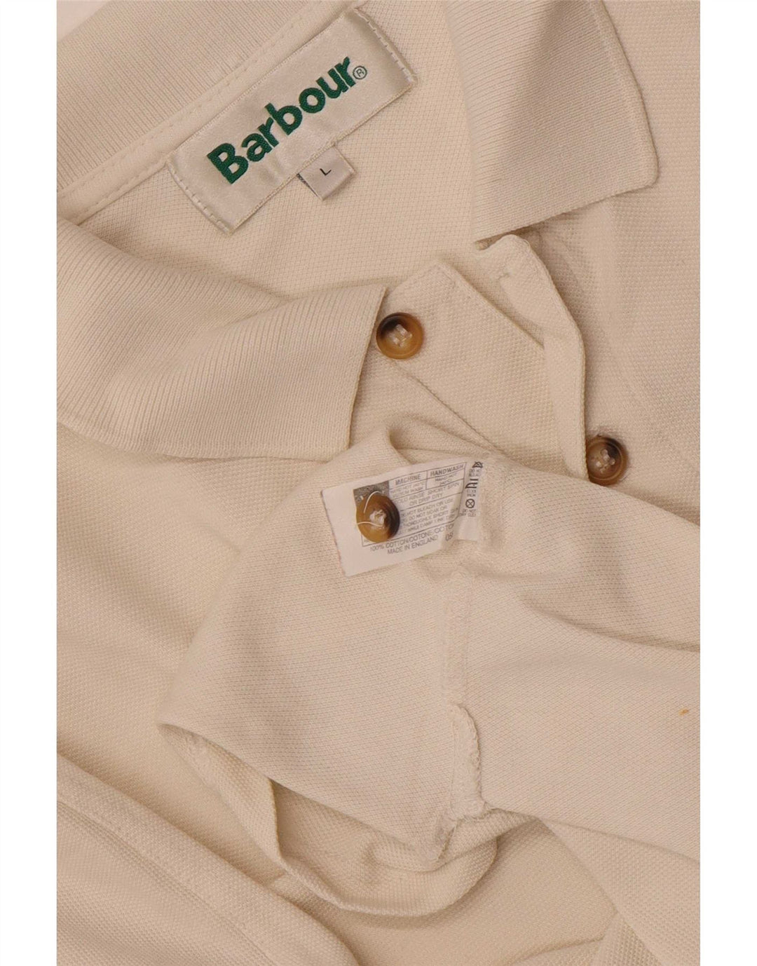 Barbour Herren-Poloshirt, groß, cremefarbene Baumwolle