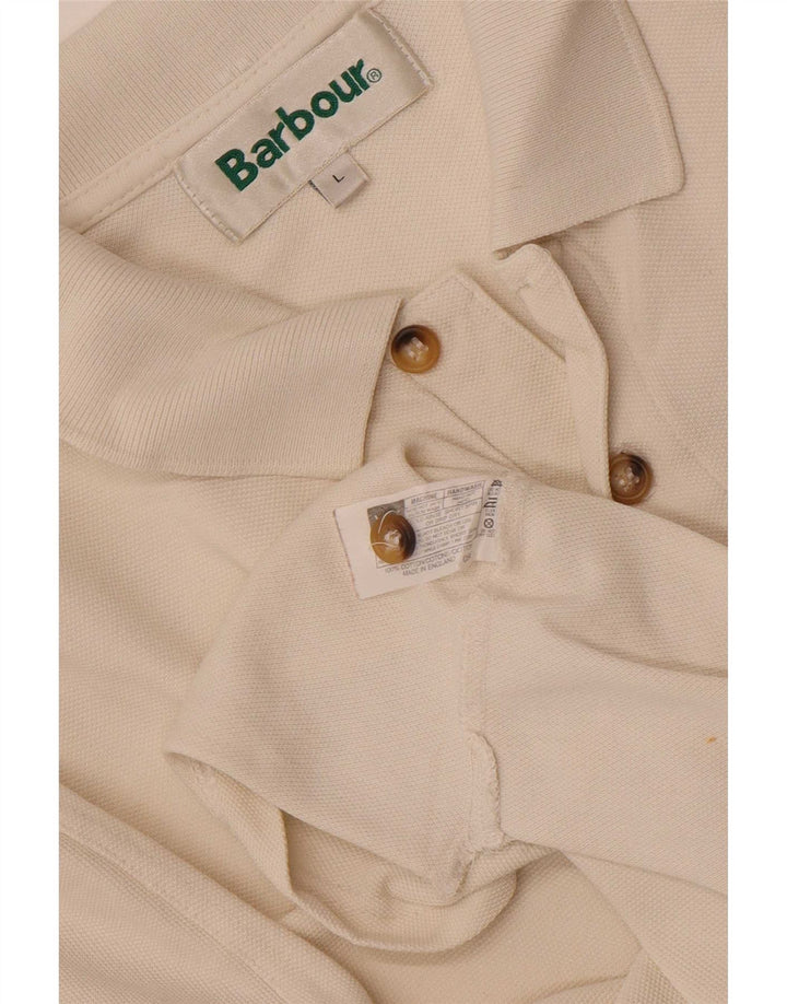Barbour Herren-Poloshirt, groß, cremefarbene Baumwolle